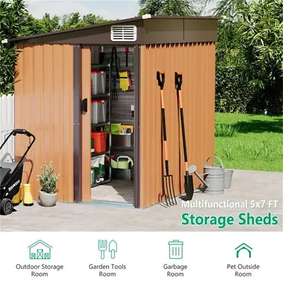 7' X 5' Outdoor Garden Backyard Storage Shed Metal Sheds Outdoor Tool Storage • $237.49