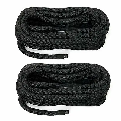 $18.89 • Buy Boat Mooring Rope 5/8Inch 20FT  Dock Line Double Braid Nylon Black (2Pack)