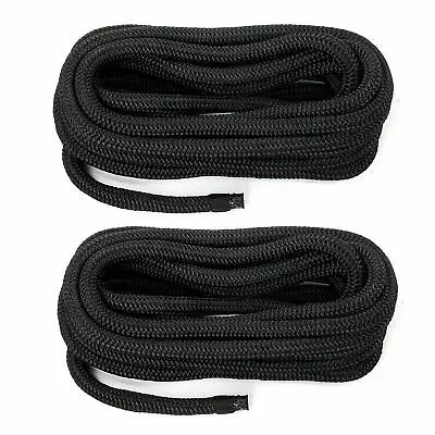 Boat Mooring Rope 5/8Inch 20FT  Dock Line Double Braid Nylon Black (2Pack) • $28.99