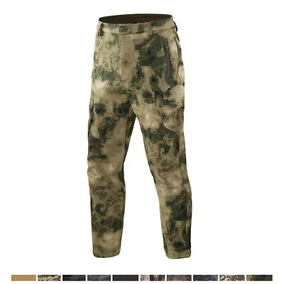 Mens Soft Shell Tactical Waterproof Cargo Pants Army Combat Casual Camo Trousers • $49.99