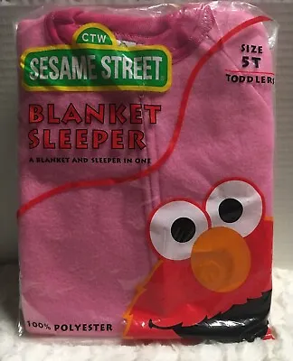 Sesame Street Footed Blanket Sleeper PJ Pajamas Toddler Pink 5T Vintage NIP • $26.37