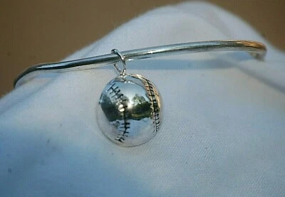 $12.99 • Buy Silver Tone Baseball Softball Sports Dangle Charm Bracelet Costume Jewelry