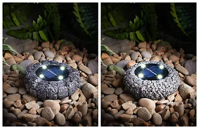 Garden Ornaments Stone Effect Ground Solar Powered LED Light Outdoor Spotlight  • £8.81