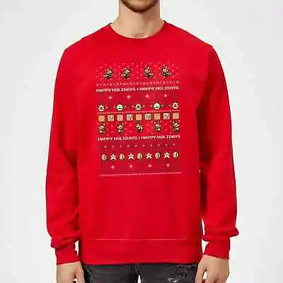 $14.66 • Buy Mens Nintendo Super Mario 3 NES Xmas Christmas Novelty Retro Jumper Sweater Red