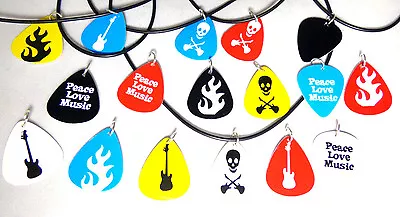 Guitar Pick Necklace With Printed Art - Choose Color Men's Necklace Women's • $4.99