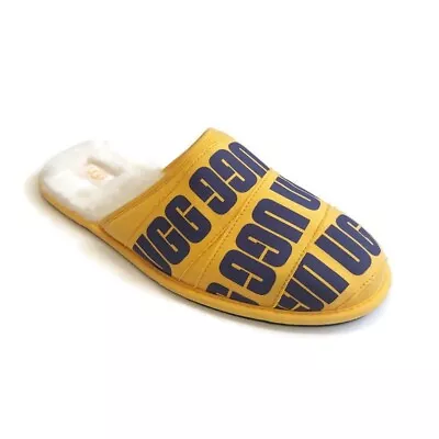 UGG Scruff Graphic Band Sheepskin Slip On Slippers Mens Size 11 Yellow 1123737 • $42.61