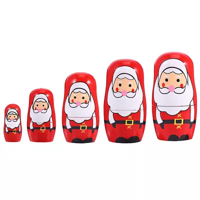  Red Bamboo Child Nativity Toys For Kids Snowman Nesting Dolls • £12.99