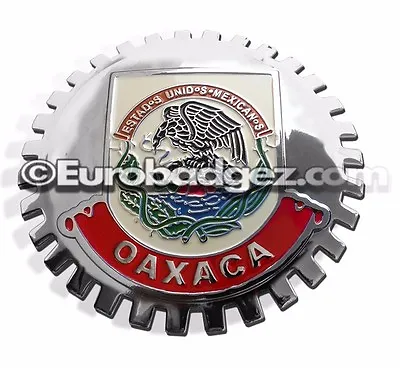 1- NEW Chrome Front Grill Badge Mexican Flag Spanish MEXICO MEDALLION OAXACA • $19.99