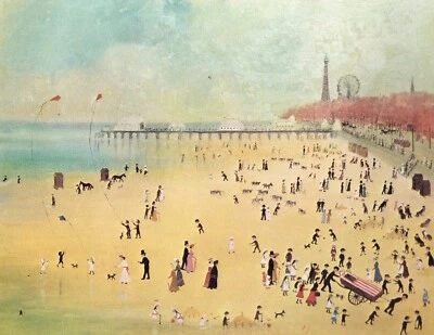 £15 • Buy Edwardian Children At Blackpool With Artist Helen Bradley Lovely Mounted Print