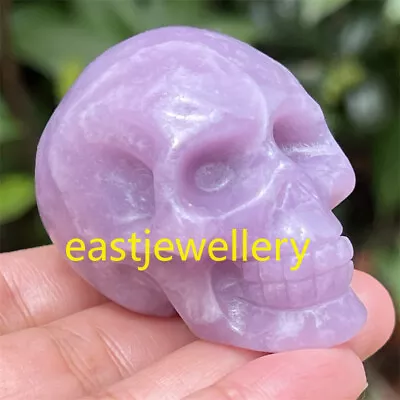 2  Natural Purple Mica Lepidolite Skull Quartz Crystal Skull Reiki Healing 1pc • $16.99