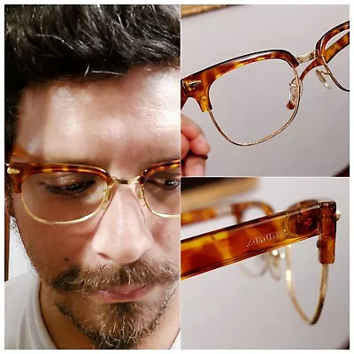 1980's ALPINA Made Italy Clubmaster Glasses Geek Tortoise Shell Depp Malcolm X  • $120