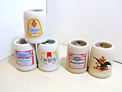 5 Vintage Anheuser-Busch Budweiser Mini Beer Steins 2 1/4” Tall • $20