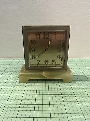 Antique Spaulding & Co. Swiss 8-day Desk Clock Bronze Marble Base WORKS BS3 • $74.99