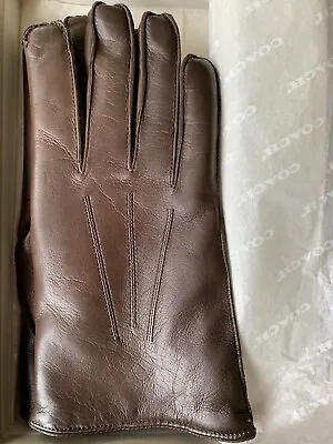 Coach Gloves Mens Leather Cashmere Lined Mahogany XL • $58