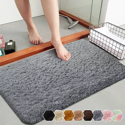 Non Slip Bath Mat Extra Large Bathroom Rugs Water Absorbent Toilet Pedestal Mats • £6.15