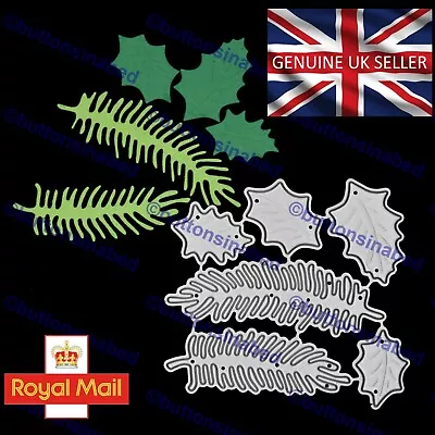 £4.79 • Buy Holly & Pine Leaves Metal Cutting Dies Set, Card Making, Crafting *UK SELLER* F8