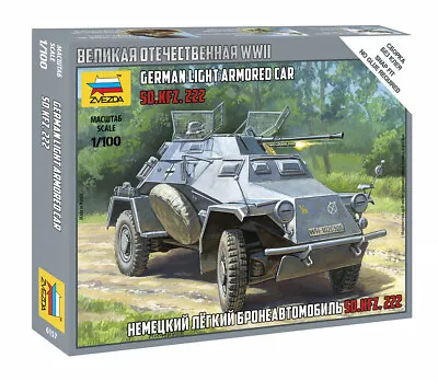  Zvezda 6157 German Light Armored Car Sd.Kfz.222 Model Kit 1/100 • $8.77