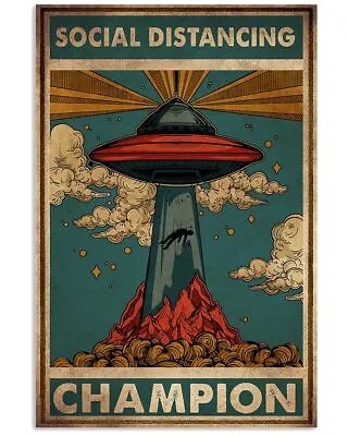 UFO Social Distancing Vertical Poster Wall Art Print Home Decoration • $26.95