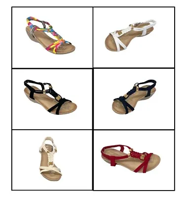 £9.85 • Buy Women's Summer Sandals Girls Low Heel Wedge Strappy Ladies Gladiator Beach Shoes