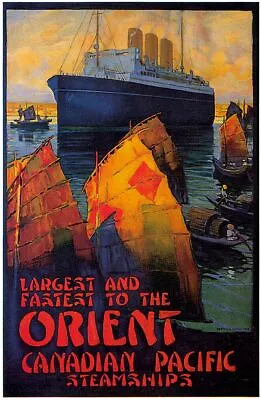 Vintage Canadian Pacific Steamship To The Orient Wall Art Poster Print  A3 A4 • £4.50