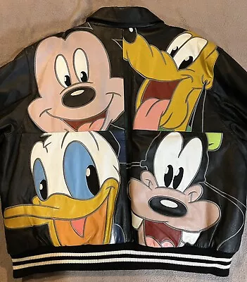 $324.90 • Buy Rare Walt Disney World Black Leather Jacket Large Character Faces 2XL Mickey