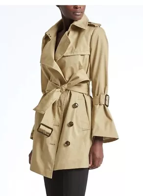 Banana Republic Trench Coat X Olivia Palermo Asymmetrical Women’s Size S Beige  • £42.42