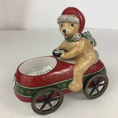 Villeroy Boch Christmas Bear In Santa Hat Driving Car Votive New Hard To Find • $49.99