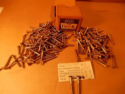 Vintage Wood Screws 1-1/4 X # 6 QTY. 170 Antique Brass Flat Head Fasteners Lot • $14.88
