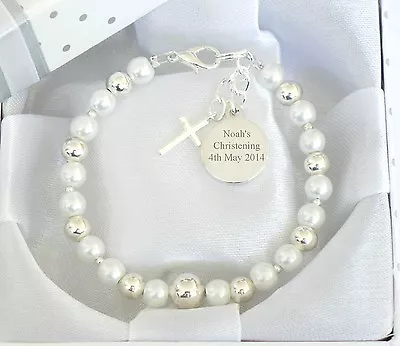 BABY BOY GIRL Personalised & Engraved Bracelet Christening Day Gift Birthday  • £12.99