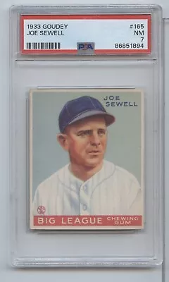 1933 Goudey Joe Sewell #165 PSA 7 • $935