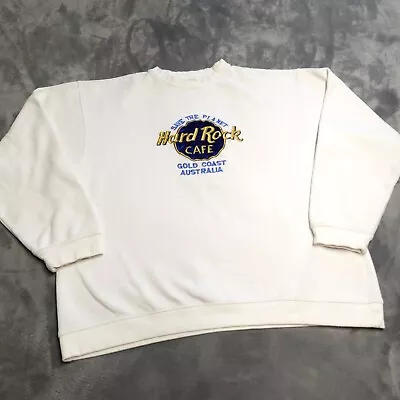 Vtg Hard Rock Cafe Gulf Coast Australia XL Crewneck Sweatshirt White Embroidered • $28.98