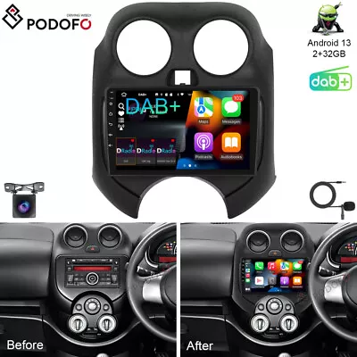 DAB+ Android 13 For Nissan Micra K13 2010-2017 Car Radio GPS Carplay WIFI 2+32GB • £149.99