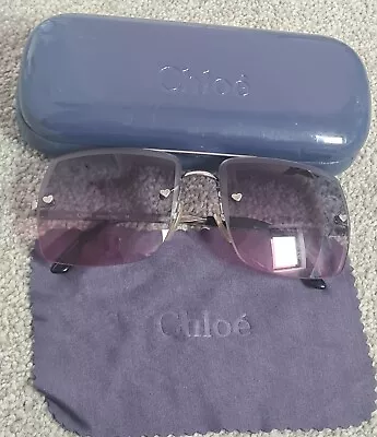 Vintage CHLOE Sunglasses Square Rimless Purple / Pink  💜s Col 90s Y2K 00s EUC • £60