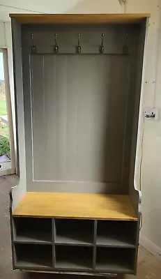 £490 • Buy Handmade Solid Pine 4ft Hall Stand Shoe Storage Coat Hooks Farrow And Ball
