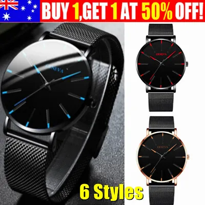 Men's Fashion Ultra Thin Watches Business Stainless Steel Mesh Quartz Watch New • $11.99
