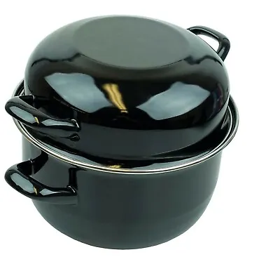 Traditional Mediterranean Mussel Medium Sized 18 Cm Induction Steamer Pot Set 2. • £29.95