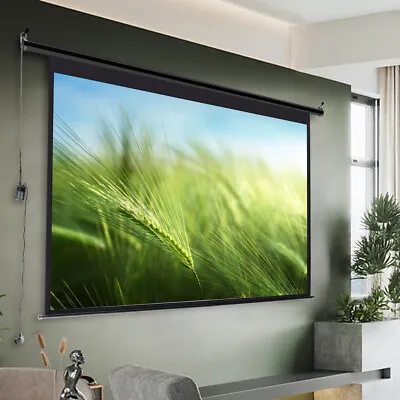 Electric Motorised Wall Projector Screen 16:9 3D HD TV Theater Projection Screen • £59.95