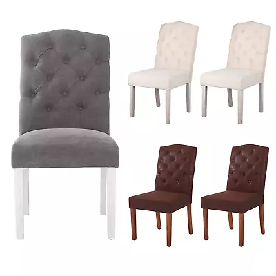 Set Of 2 4 6 Dining Chairs Upholstered Fabric Kitchen Chairs Armless Wood Legs • $99