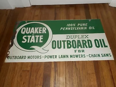 $589.95 • Buy Vintage ORIGINAL DST QUAKER STATE DUPLEX OUTBOARD MOTOR OIL ADVERTISING SIGN