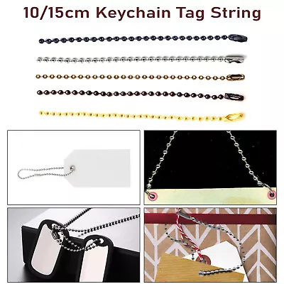 100pcs Metal Ball Bead Chain Connector Clasp Dog Tag Keychain 10/15cm Long • £8.69