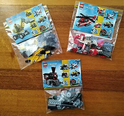 3x LEGO Creator Sets: 31013 Red Thunder 31014 Power Digger 31015 Emerald Express • $45