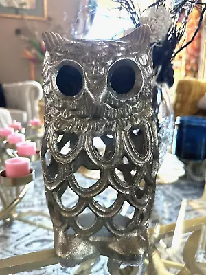 Vintage Bird Owl Brass Metal Tealight Votive Candle Incense Holder 10  Lantern • $42.99