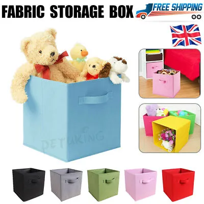 4x Foldable Canvas Storage Collapsible Folding Box Fabric Cube Cloth Basket Bag • £10.44