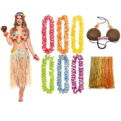 HAWAIIAN FANCY DRESS COSTUME Ladies Hula Coconut Bra Lei Garland Hen Party Lot • £2.71