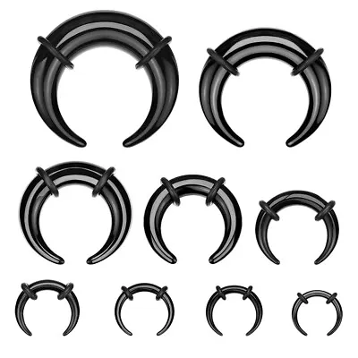 Black Acrylic Crescent Tapers Buffalo Pincher Ear Stretching Kit 1.6mm - 10mm • £3.50