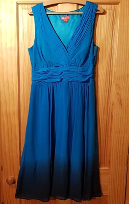 £9.99 • Buy Monsoon Dip-dye Effect Dress Teal And Navy, Size 12, Excellent Condition