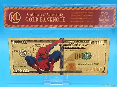 Marvel Spider-Man Gold Novelty $1M One Million Dollars Banknote Collectable Note • £6.50