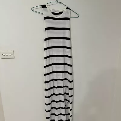 Viktoria And Woods Midi Tank Dress In Cotton White W Black Stripe - Size 0 • $50