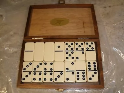 Set Of 28 Dominoes In Wooden Box Complete Set • $17.99