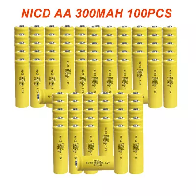 100 Pcs PKCELL AA 300mAh Ni-Cd Ni-Cad 1.2V Rechargeable Battery RC Solar US • $49.99